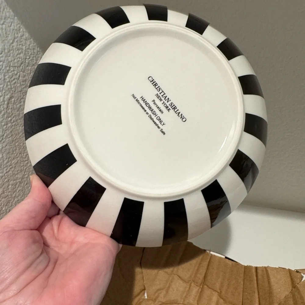 Christian Siriano Black and White Striped Bowls